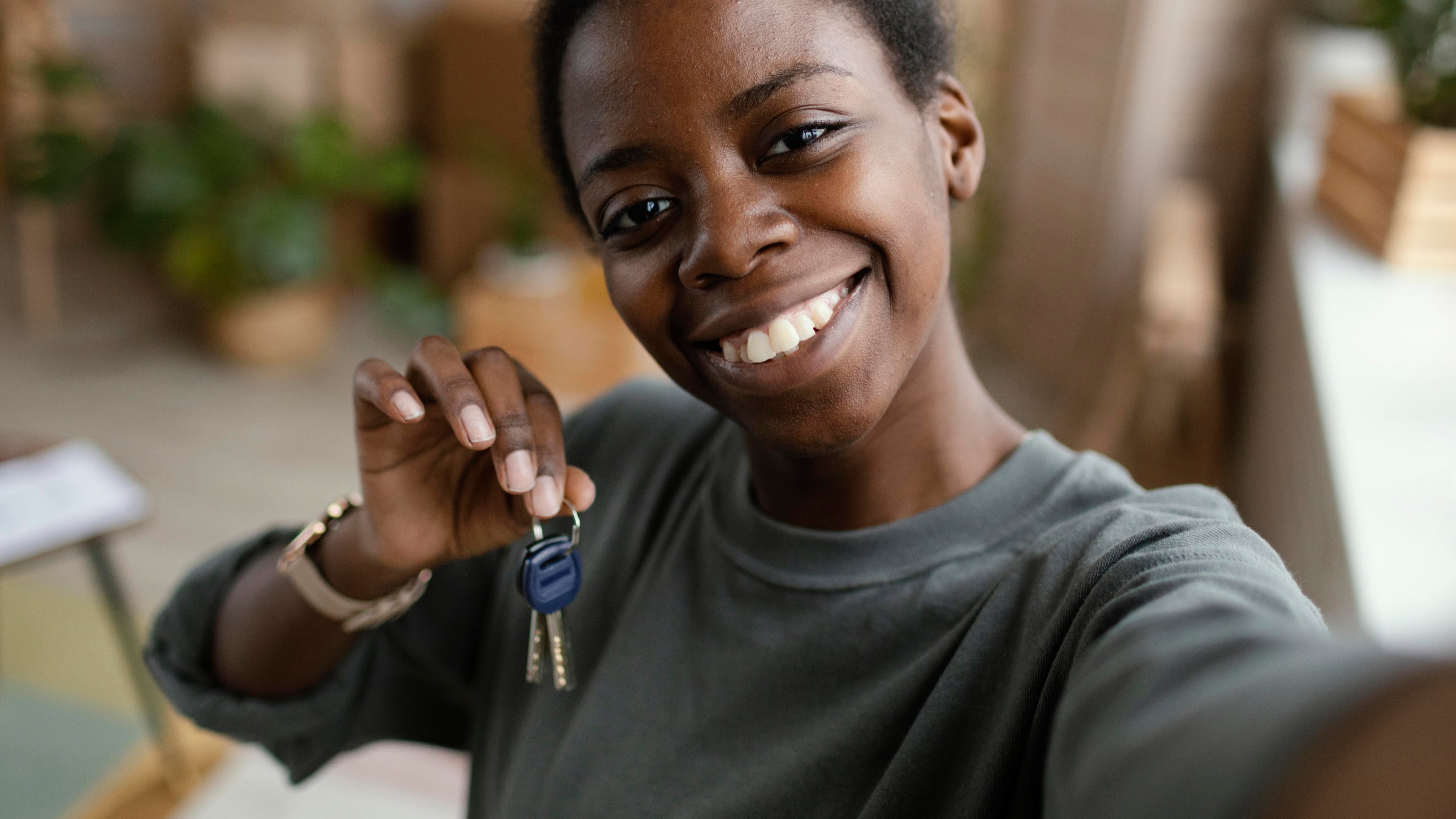 Woman happy with keys